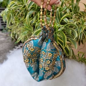 Vintage blue fortune cookie bag
